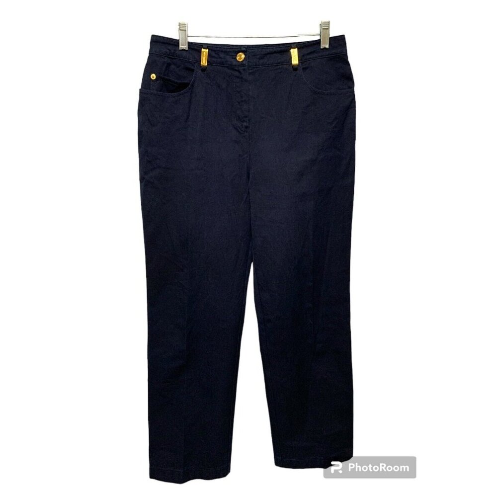 St. John Sport By Marie Gray Sz 8 Navy Blue Dress Pants Straight Leg